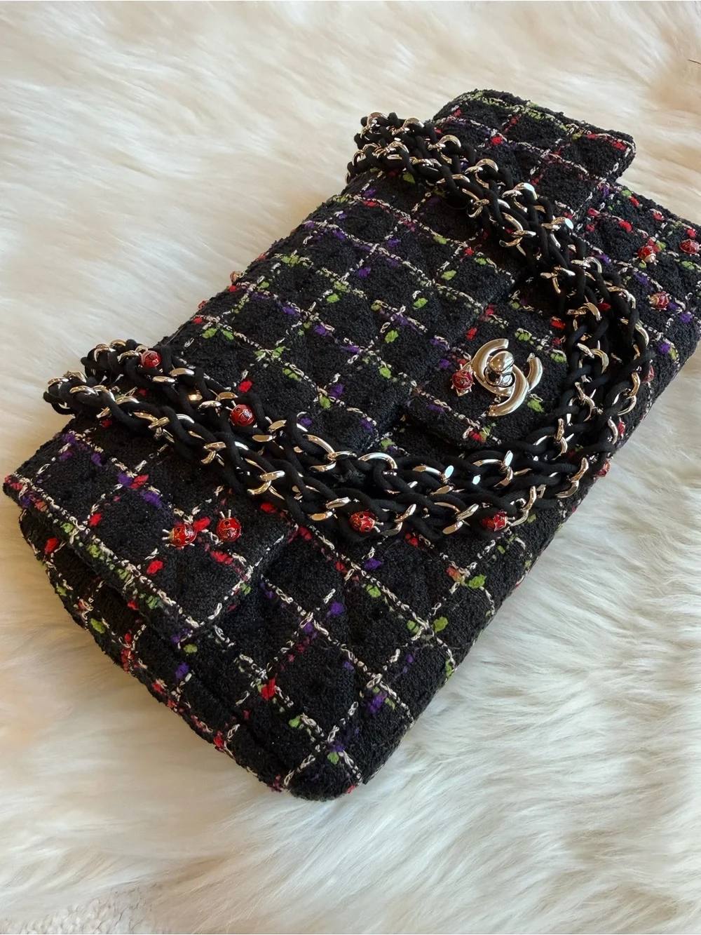 Chanel Ladybug Tweed Flap Bag - Pristine Condition, Full Set